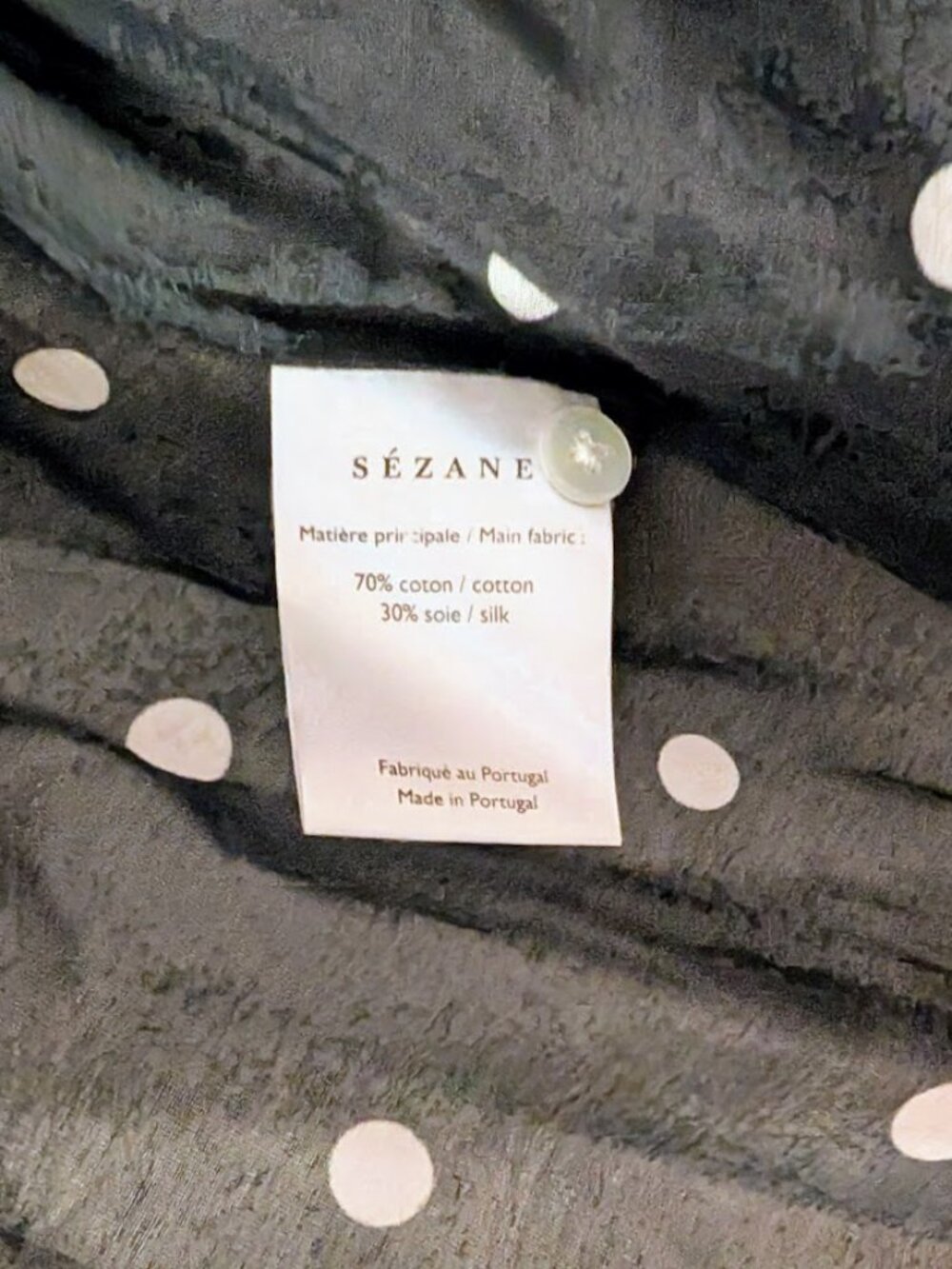 Sezane Pierro Polka Dot Button-down Blouse Black Ecru US 6 (FR 38) NWOT RARE - Picture 11 of 11